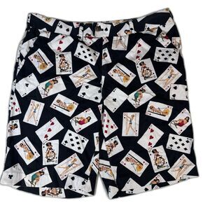 LOUDMOUTH Golf Shorts Girls Playing Cards Printed Black Size 38 gamble poker AOP